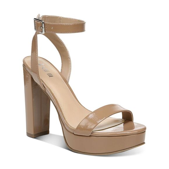 BAR III Shoes - BAR III Womens Camel Beige Strap 1" Platform Ivy Block Heel Heeled Sandal 9.5 M